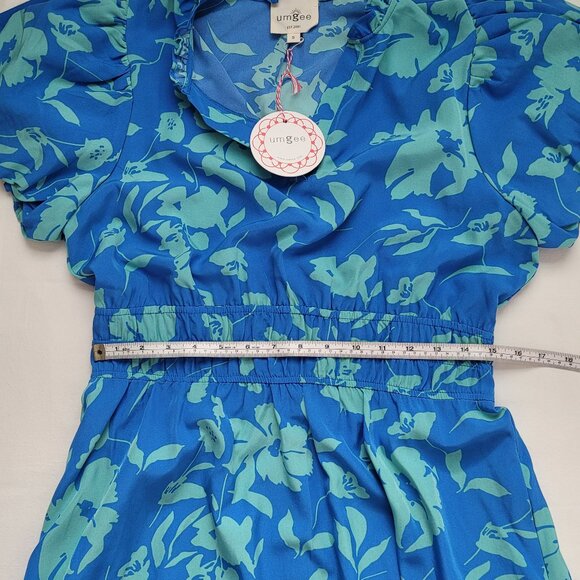 Umgee Blue & Teal Floral Mini Dress Size Small - Picture 5 of 6